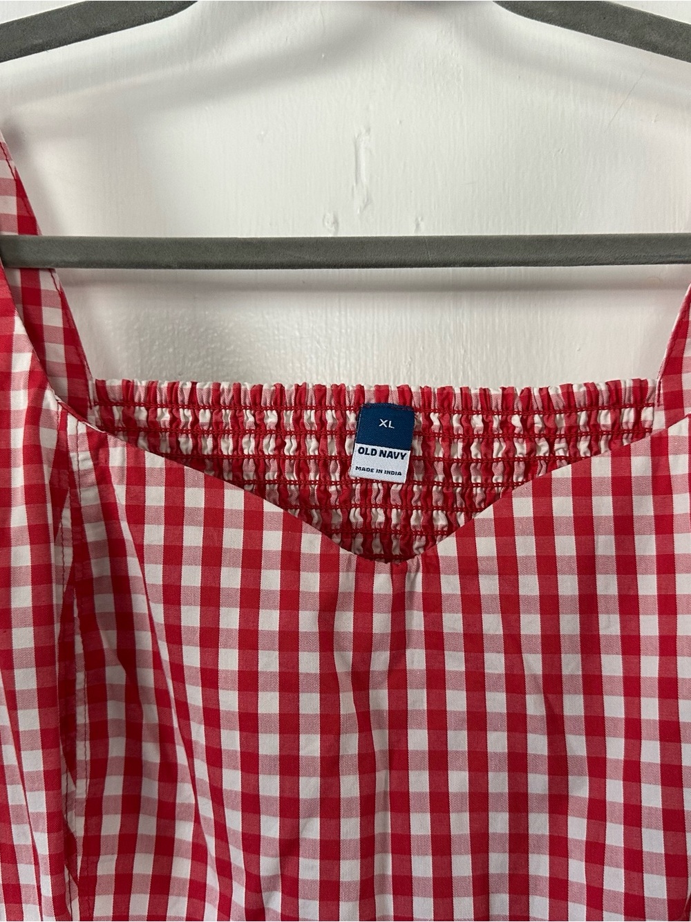 Old Navy Red & White Gingham Sundress with Smocked Neckline - Picture 3 of 5